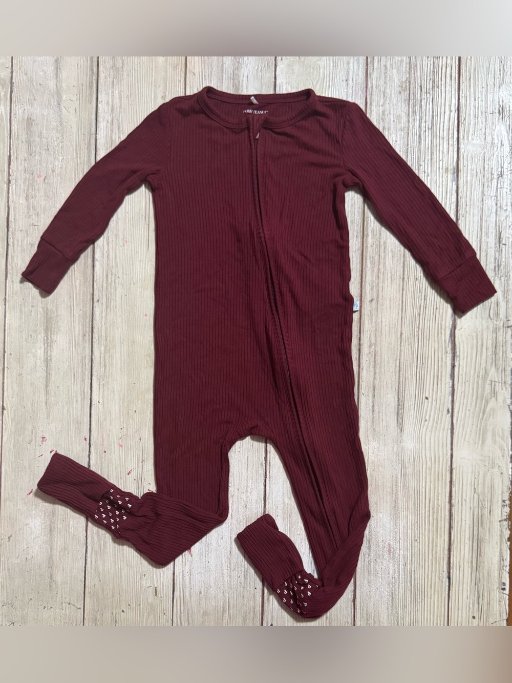 Posh Peanut Maroon ribbed convertible footie 2t bamboo